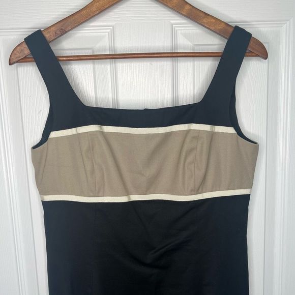 Ann Taylor Women's Black Tan Colorblock Square Neck Tank Bodycon Dress Size 8 - Picture 5 of 14